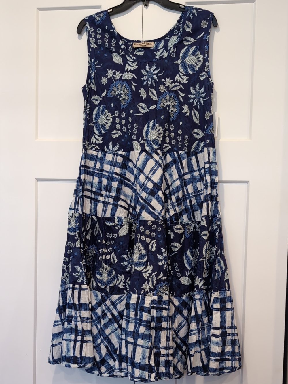 Dress Addict Sleeveless Blue/White Dress L new